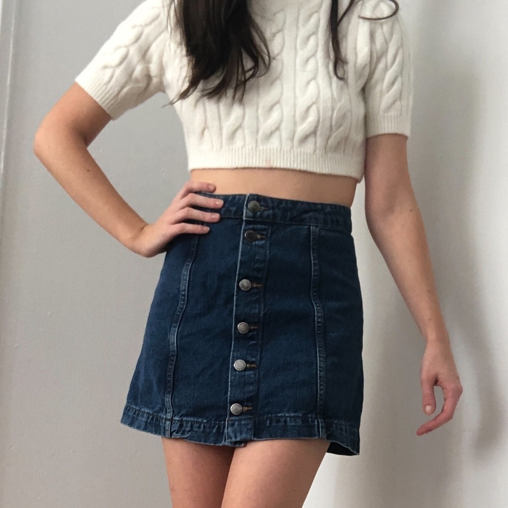 Top shop denim button down skirt
